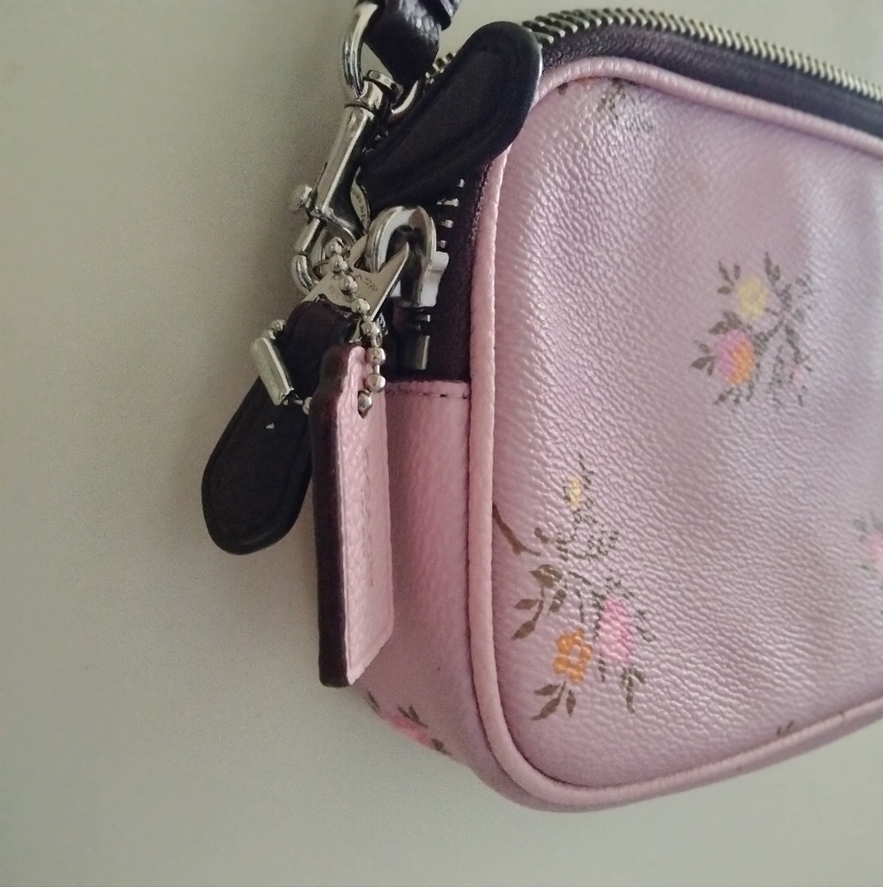 Coach Floral Cross Stitch Double Zipper Crossbody - Picture 7 of 13